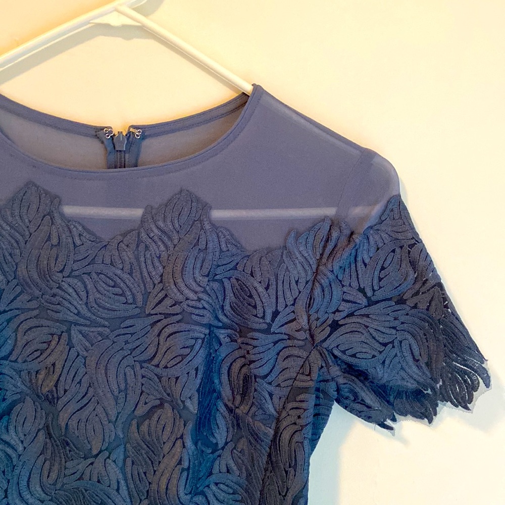 Reiss Bluish Grey Lace Appliqué Dress BNWOT - Picture 3 of 7